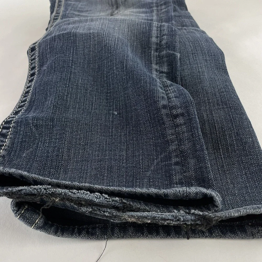 Distressed Salvage Buckle Men's Mayhem Straight Stretch Blue Jeans Size 31R x 28